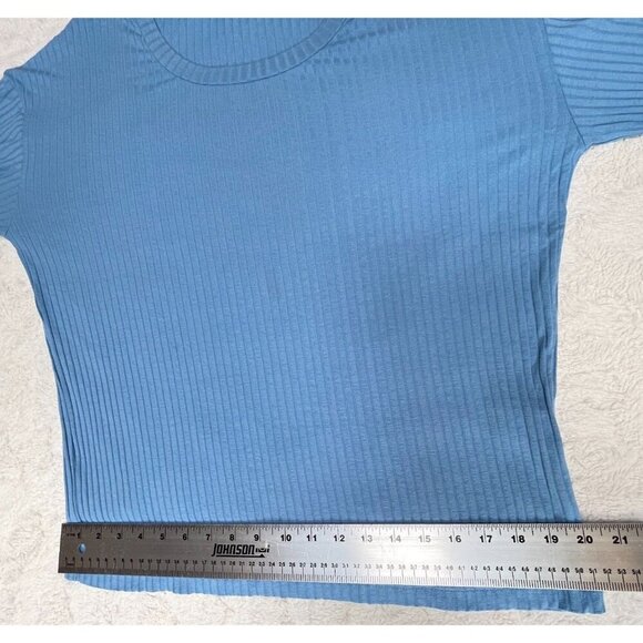 Sonnet James A Play Dress Long Sleeve Tunic Shirt Top Sz Large Ribbed Knit Blue - Picture 4 of 9